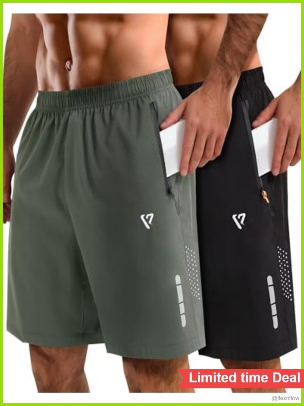 2 Pack Men's Athletic Shorts Quick Dry 7 Inch Running Mesh Gym Workout Zipper